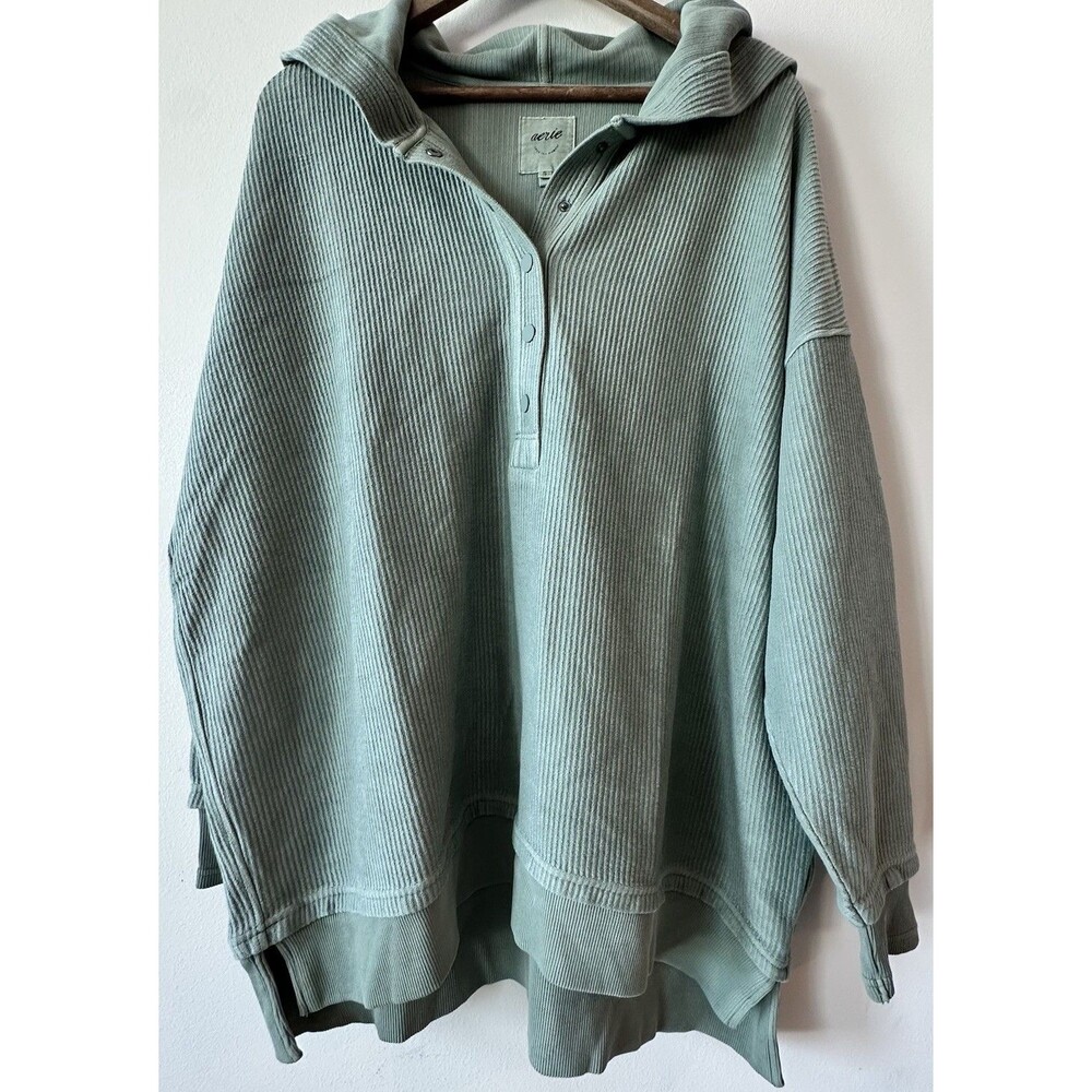 Aerie Love This Moment Women’s long Sleeve Olive Green Hooded Sweatshirt Size XL